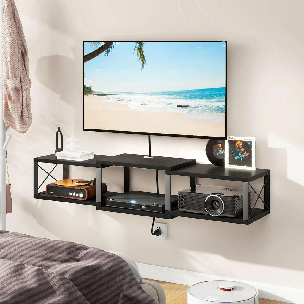 MatteBlack Wall Mounted Floating TV Console 55 Inch