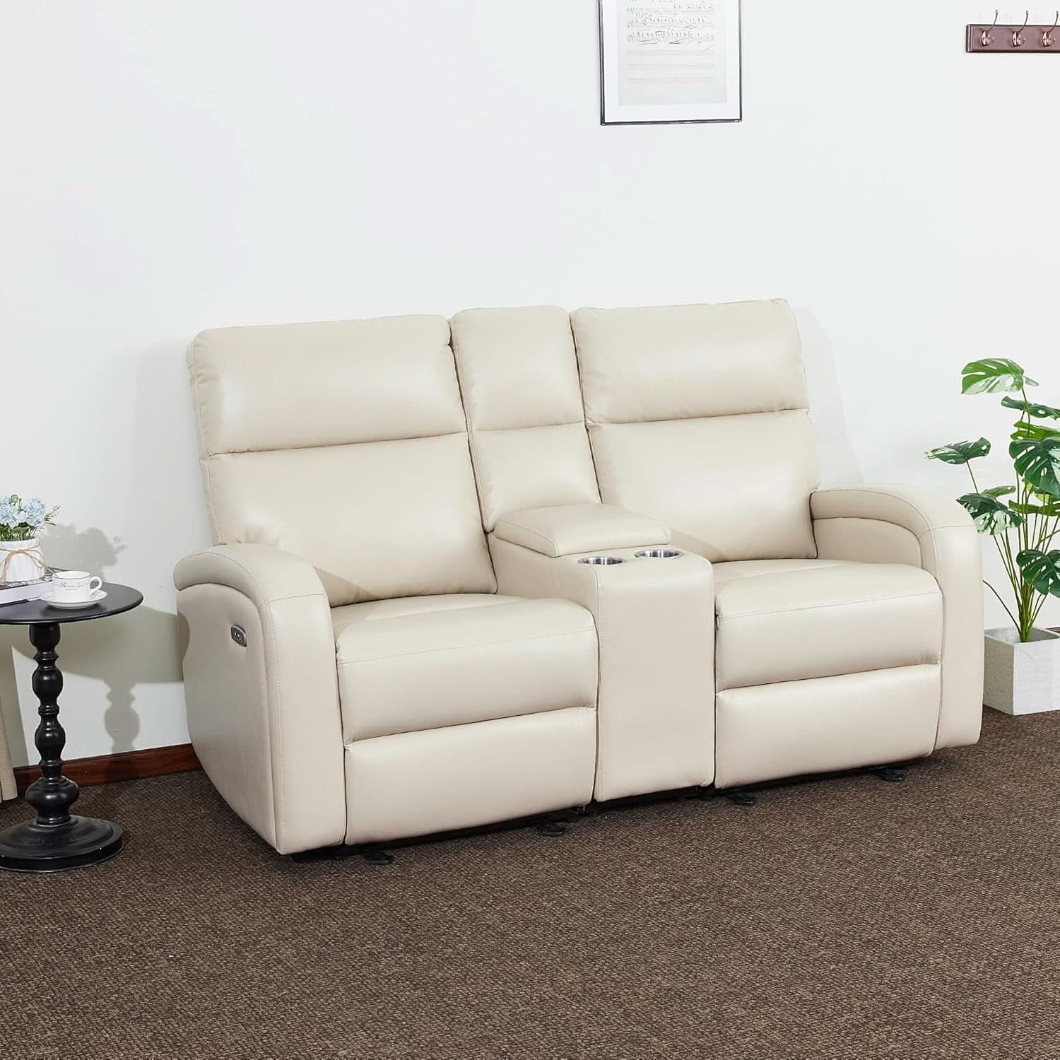 65.7-Inch Zero Wall Recliner Loveseat With Console-1