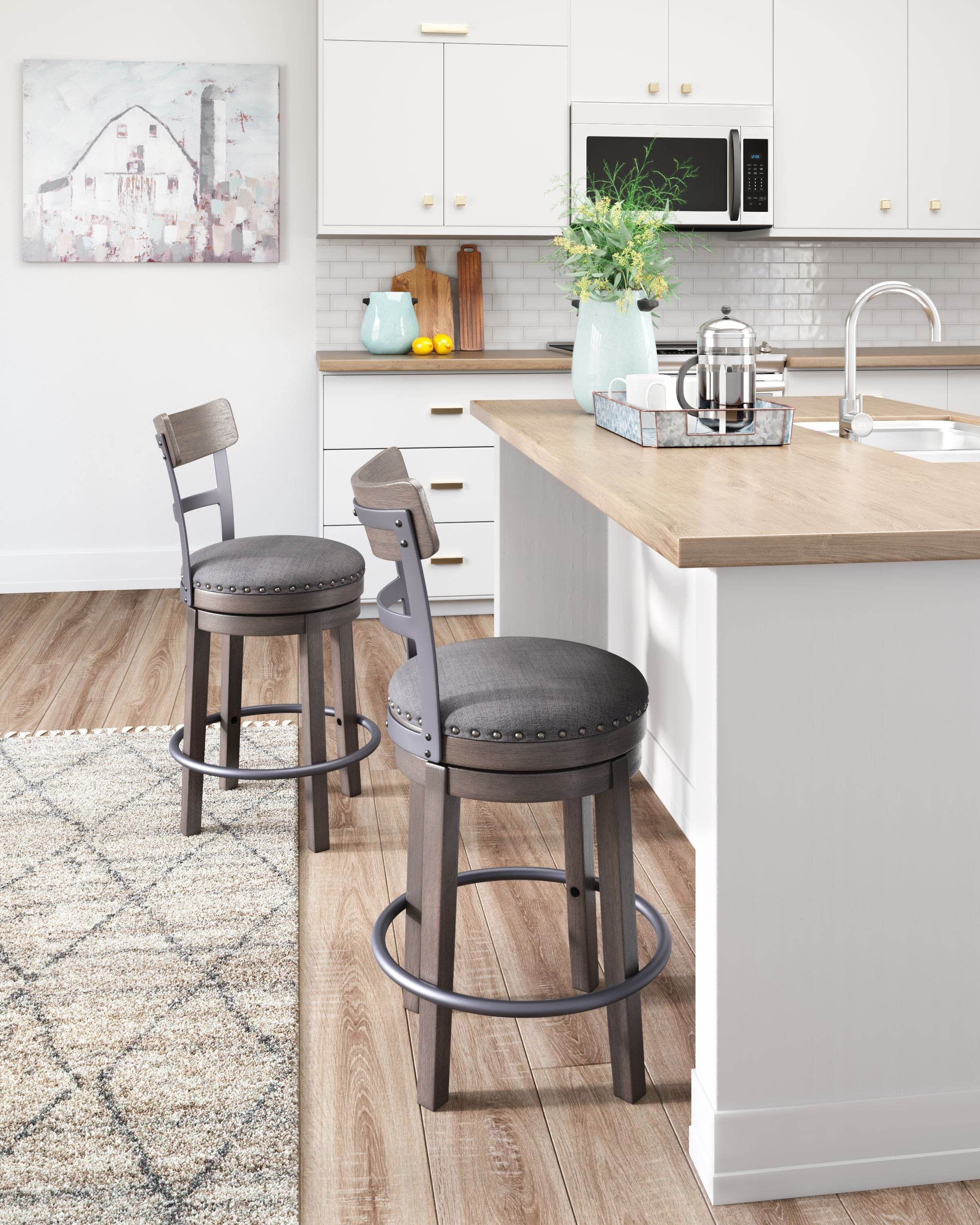 Caitbrook - UPH Swivel Barstool  - Gray-1