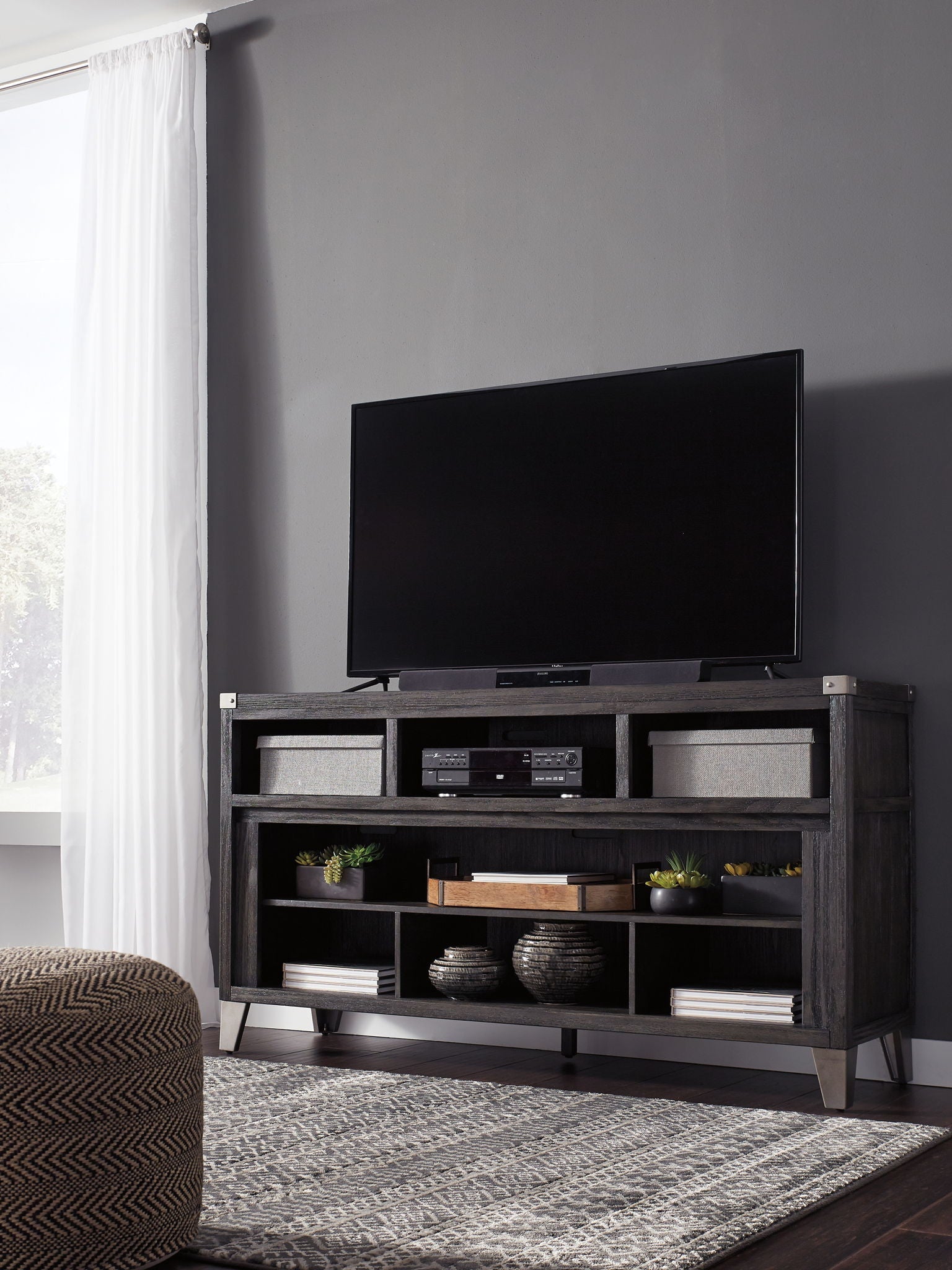 Todoe - LG TV Stand w/Fireplace Option - Gray-2