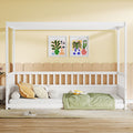 Twin Size Canopy Bed Frame with Guardrails