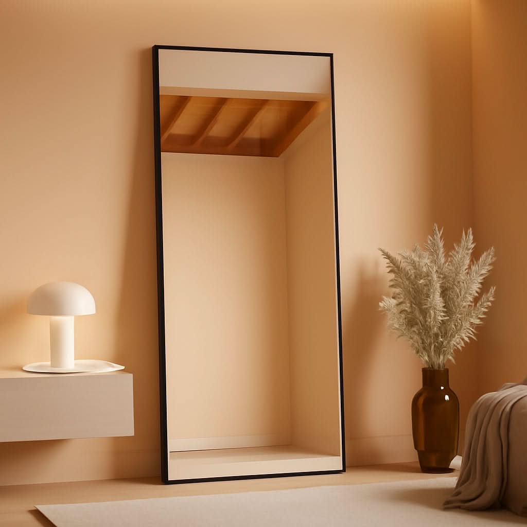 Black 21x57 Inches Full Length Floor Mirror With Stand-0