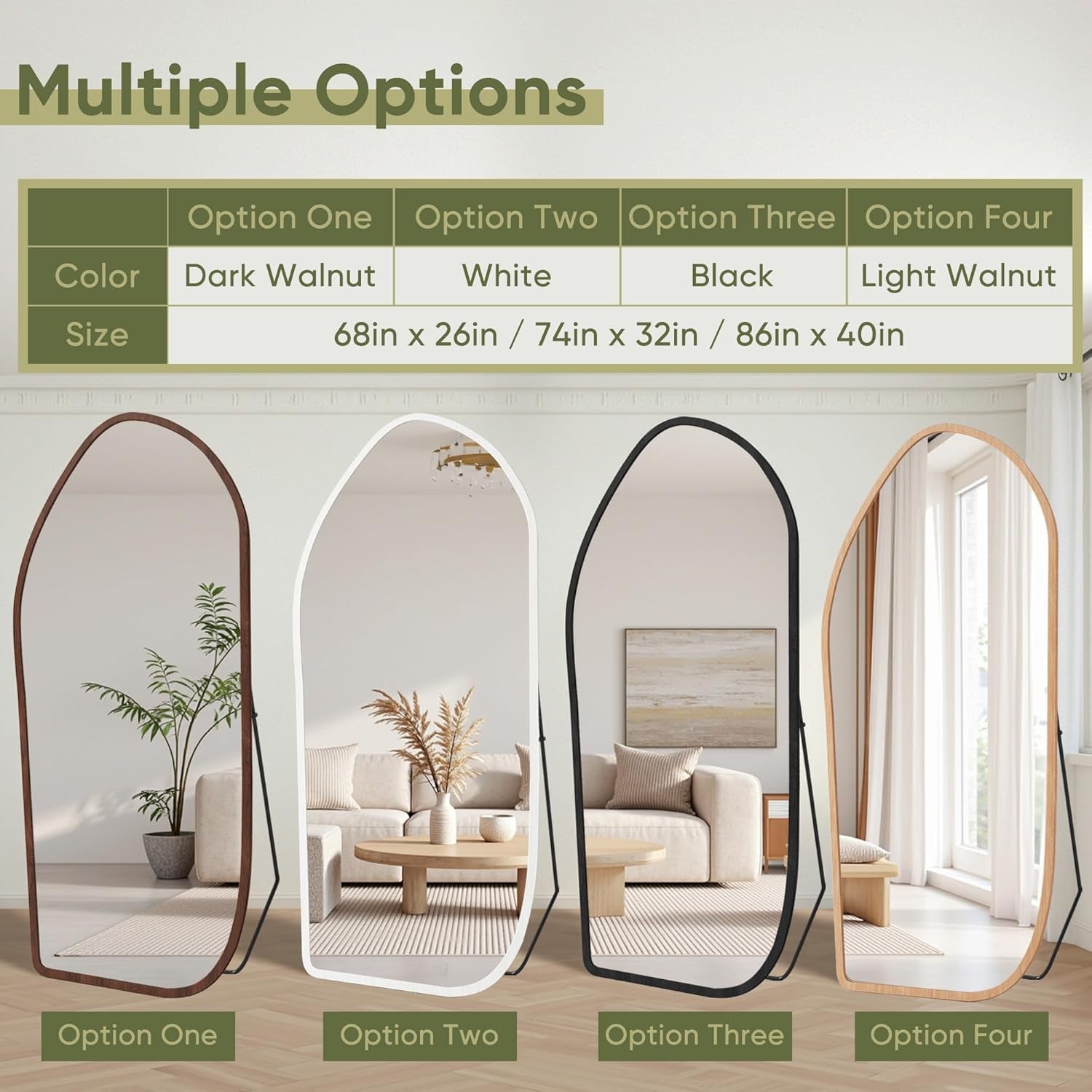 Freestanding Full Length Floor Mirror Walnut Finish-4