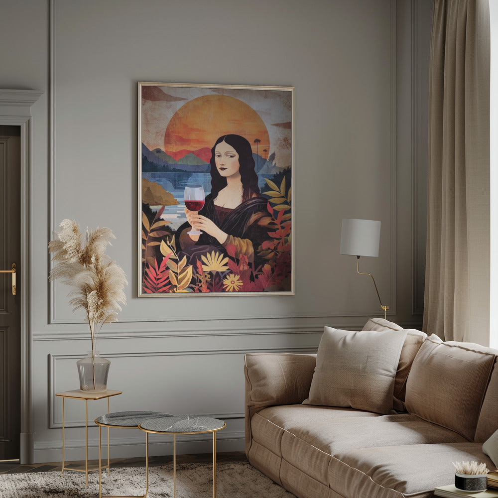 Wall art Mona Lisa Chill Out  Watercolor Digital Painting