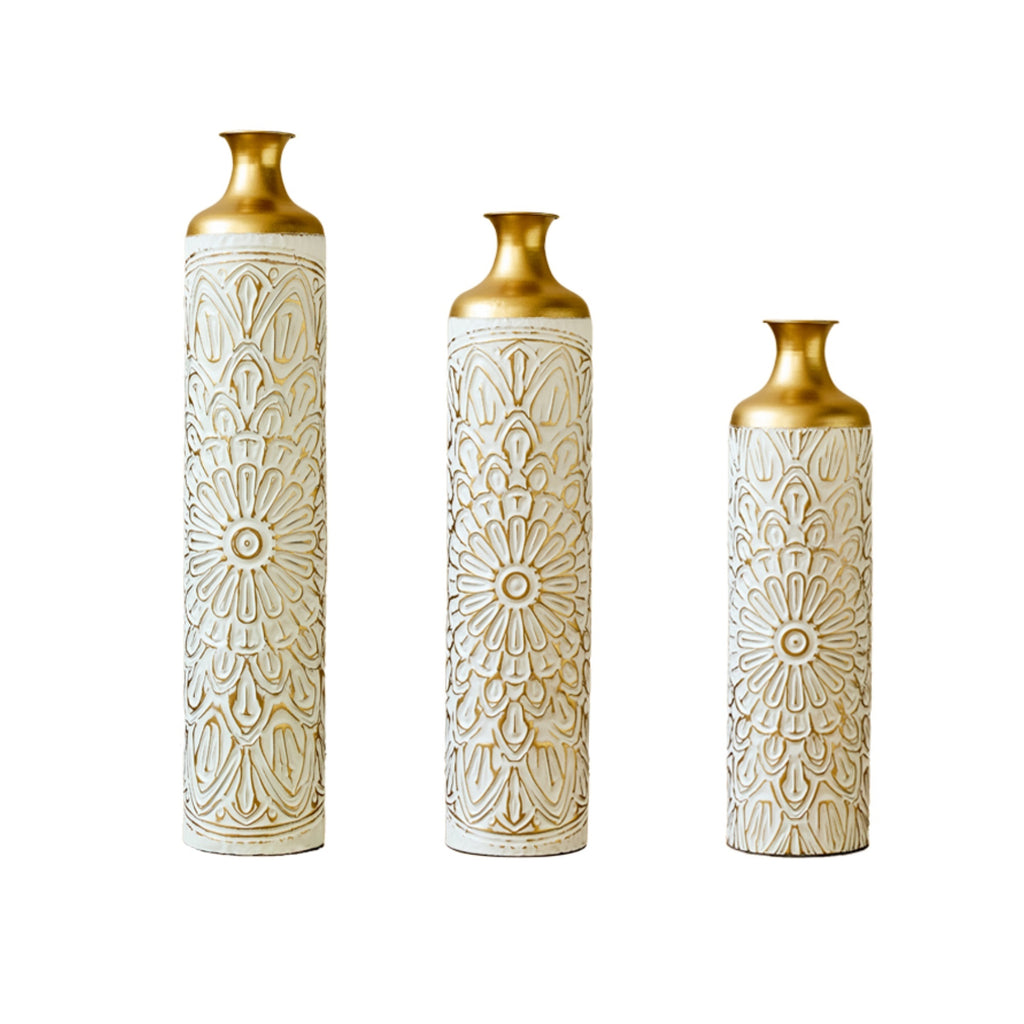Home Droplet Shaped White Metal Vase