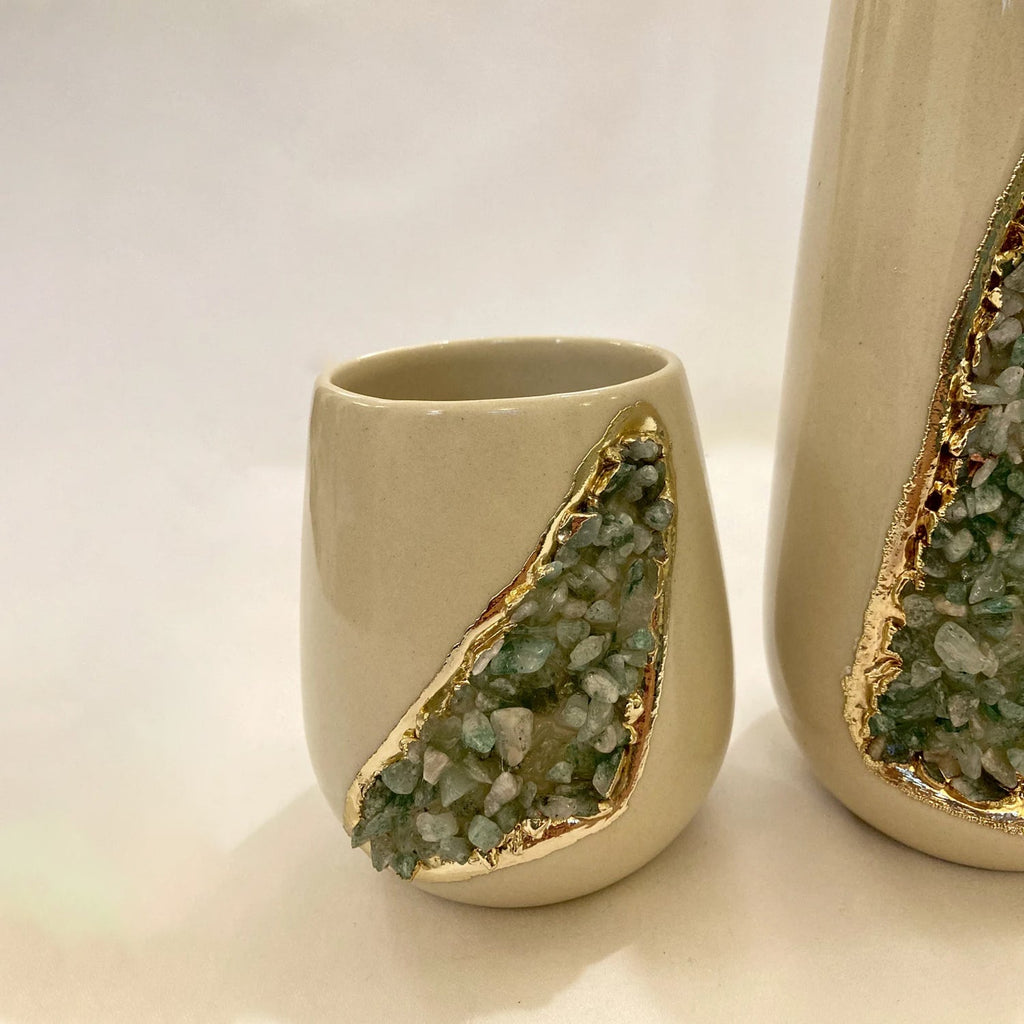 Set of 2 Cream Ceramic Vases-1