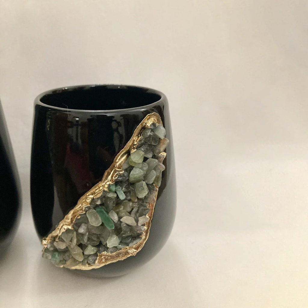 Set of 2 Black Ceramic Vases-6