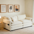 (Old:W3163S00004) Oversized Chenille Loveseat Sofa, Oversized 2-Seater Small Cloud Couch, Modern Comfy Deep Seat Love Seat for Living Room Bedroom Office Apartment,DIY Combination,Chenille,Beige