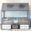 Full Size Wood Bed House Bed Frame,Gray