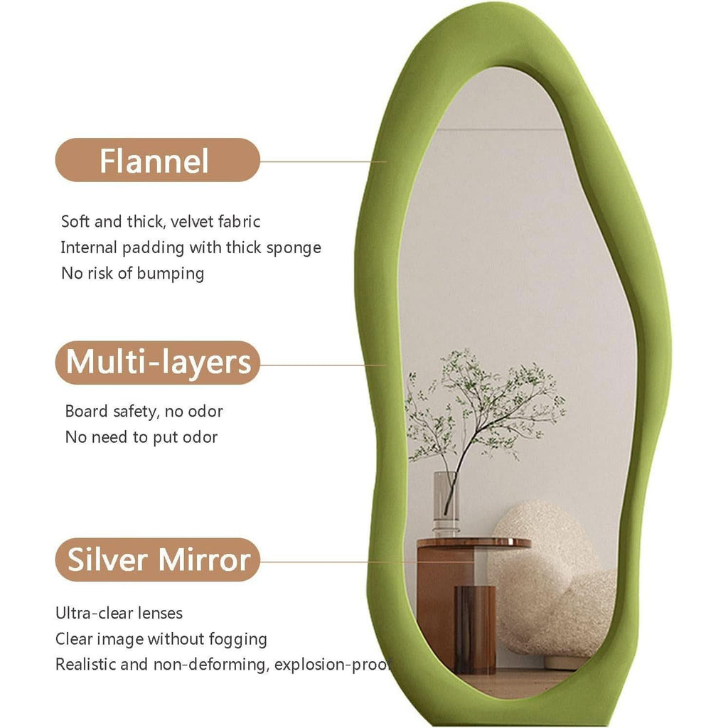 Blue Irregular Wavy Full Length Floor Mirror 63x24 Inch-3