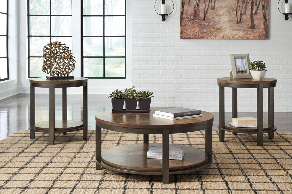 Roybeck - Occasional Table Set (Set of 3) - Light Brown / Bronze-1