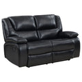 Elodie Black Upholstered Motion Reclining Loveseat with Plush Pillowtop Arms and Manual Recline