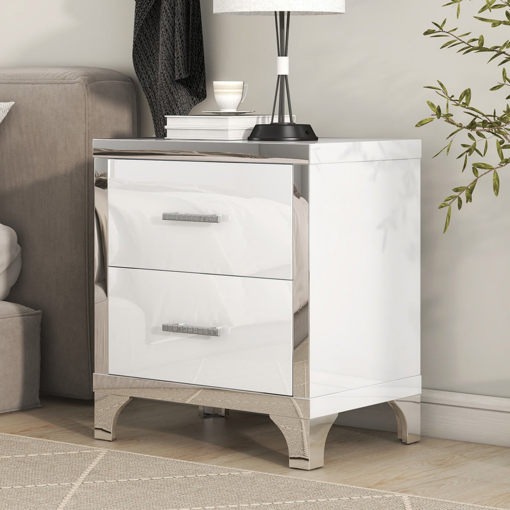 White Metal Nightstand