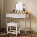 Forty Inch White Makeup Vanity Desk With Drawers And Stool-0