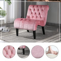 COOLMORE Modern Velvet Armless Accent Living Room Chair / Leisure Chair,Upholstered Fabric Button Comfortable Chair with Wooden Legs for Bedroom, Living Room, Office (Pink Velvet)