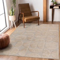 Step Collection High-Low Beige Indoor Area Rug, 5'3''x7'6'', Modern, Contemporary, Geometric, Bohemian, Bedroom, Kitchen, Living Room, Non Shedding Carpet