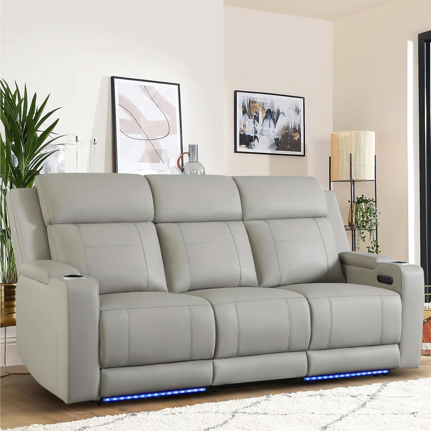 Power Recliner Sofa With Adjustable Headrest USB Charging-2