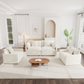 3 Piece Sofa Set with Arm Pillows and Toss Pillows , Sofa Set Include 2- Piece of Arm Chair and One 2-seat Sofa, Space Saving Casual Sofa Set for Living Room, White Chenille