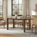 Modern Wooden Dining Table for 4 to 6 People, 71' Large Kitchen Dining Table with Wood Pedestal Base, Mid Century Oval Long Dinner Table for Home Dining Room Restaurant, Walnut