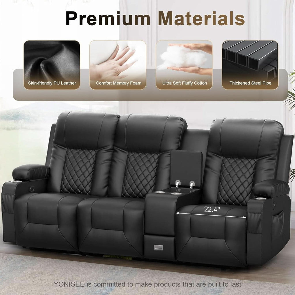 Three Seat Recliner Sofa With USB Ports And Storage-4
