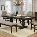 Dining Room 1pc Dining Table Dual Pedestal Trestle Base Espresso Molded Details Transitional Style