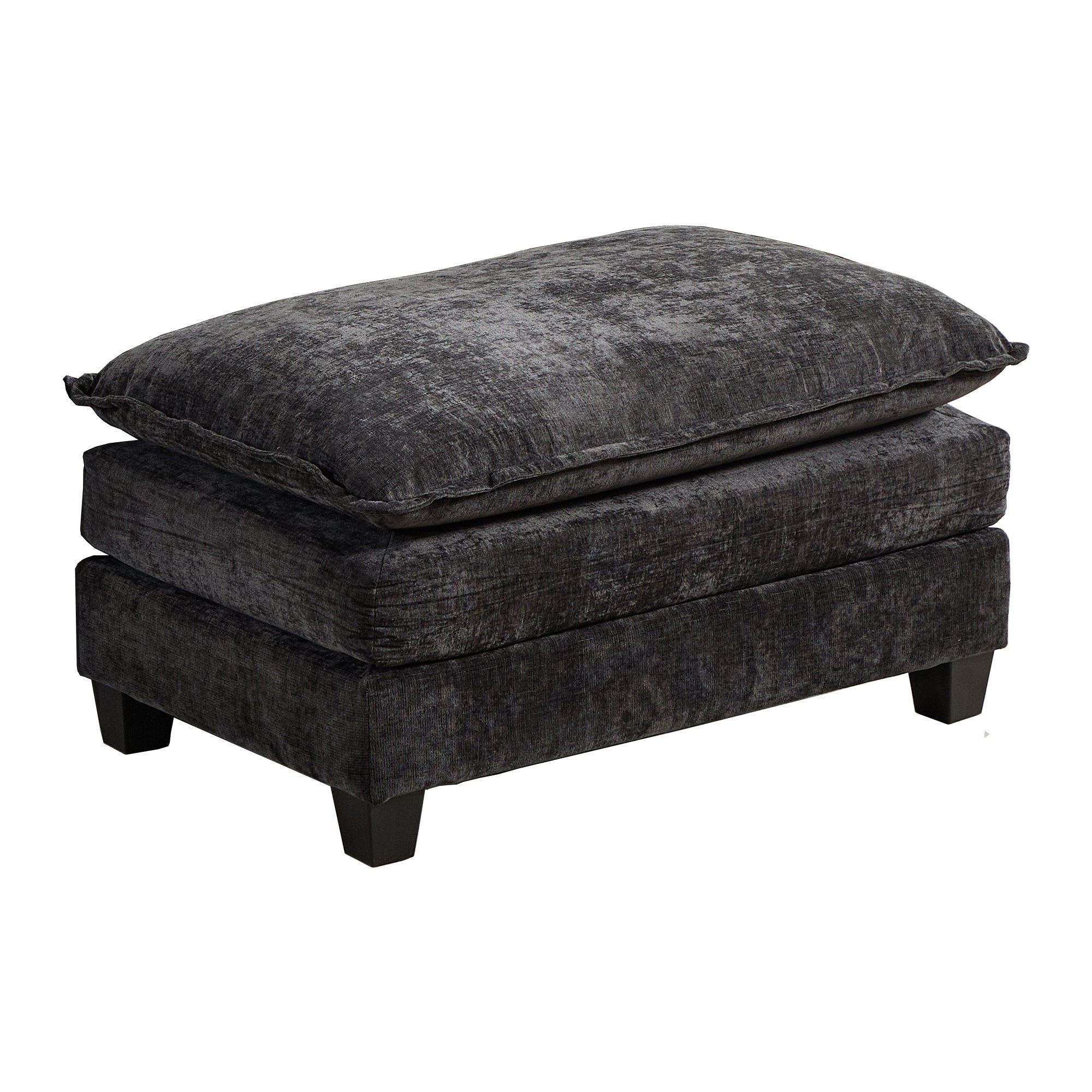 Cloud Sofa Ottoman only, Modern Sectional Couch, for Living Room Bedroom and Apartment, Comfy Double Layer Upholstered Seat Cushion, Breathable Chenille Fabric, Black