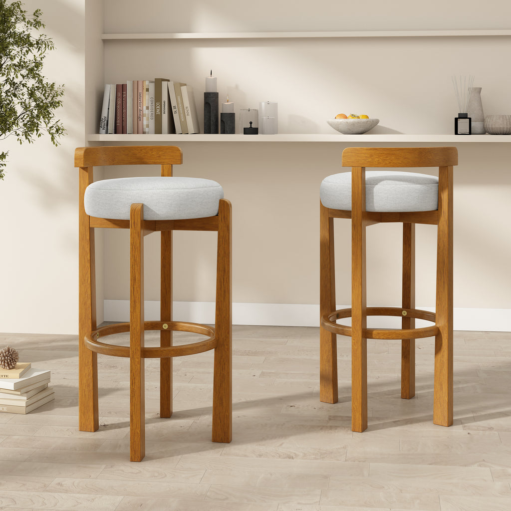 Ivory Elise Indoor Wooden Low Back Barstool Set of 2