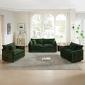 3 Piece Sofa Set with Arm Pillows and Toss Pillows , Sofa Set Include 2- Piece of Arm Chair and One 2-seat Sofa, Space Saving Casual Sofa Set for Living Room, Green Chenille