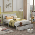 White Full Size Platform Bed with Under-bed Drawers, Solid Pine Wood and MDF, 78.3''L x 58.5''W x 36.2''H