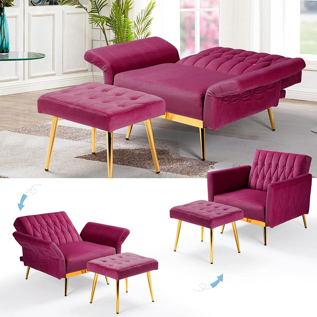 Accent Chair Recliner With Adjustable Armrests Fuchsia-4