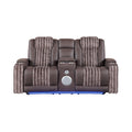 Duran Brown Wood Reclining Loveseat