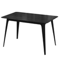 Mid-Century Modern Solid Wood Dining Table with Black Rubberwood Legs, Faux Wood Top, 47.20' W x 29.50' D x 29.50' H