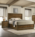 Walnut Color Transitional Style Full Size Bed 2x Nightstands 3pc Set Bedroom Furniture Metal Knobs