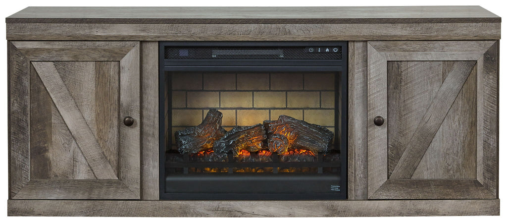 Wynnlow - TV Stand With Faux Firebrick Fireplace Insert - Gray-1