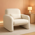 Corduroy Upholstered Accent Chair White Lumbar Pillow