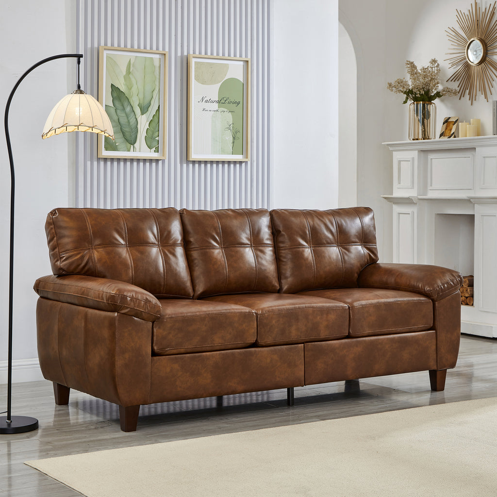 Three Seater Sofa Modern Design Faux Leather Couch