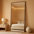 82x44Inches Full Length Arched Frame Floor Mirror Black-0