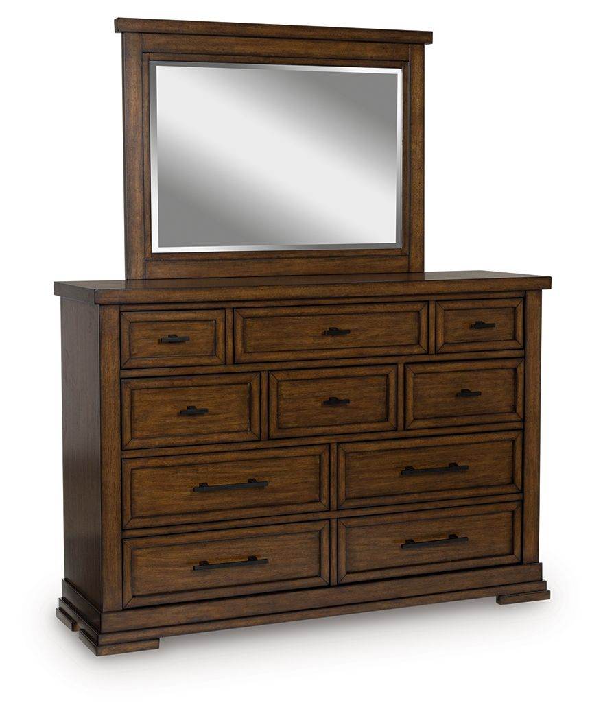 Taffenbrook - Dresser And Mirror - Medium Brown-0