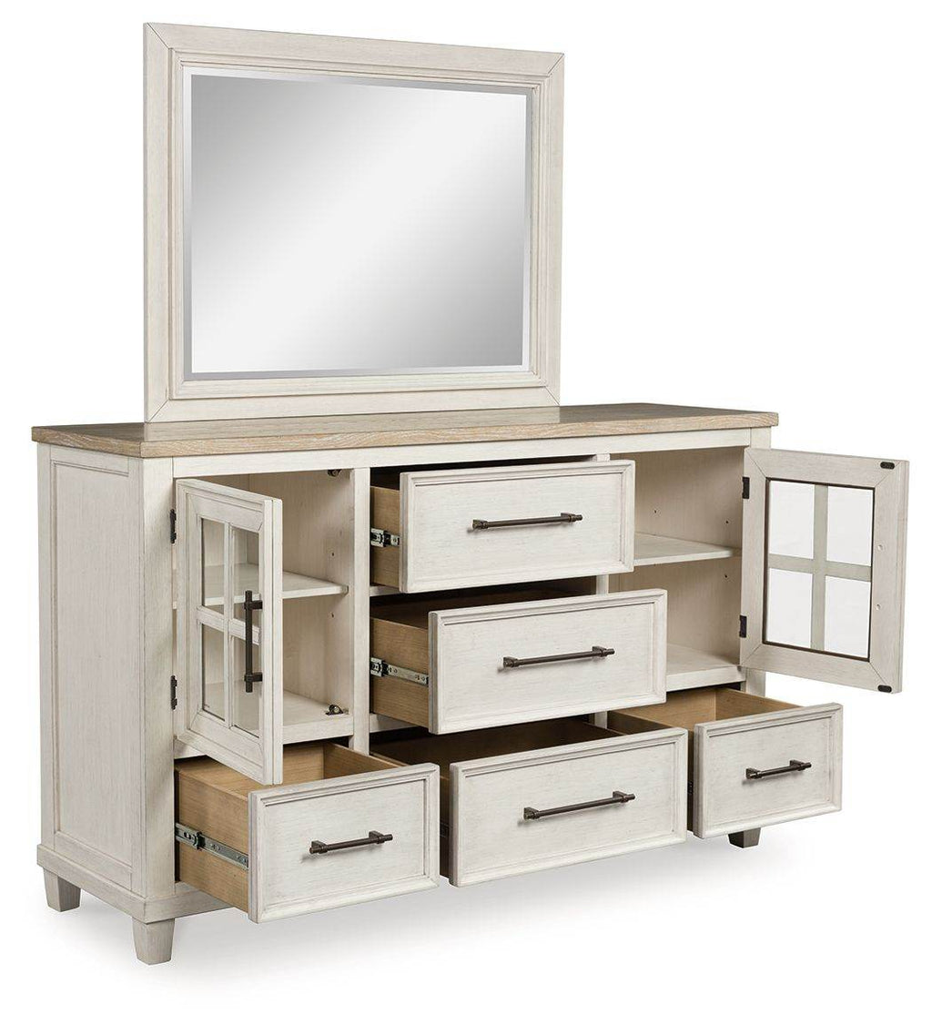 Shaybrock - Dresser And Mirror - Antique White / Brown-1