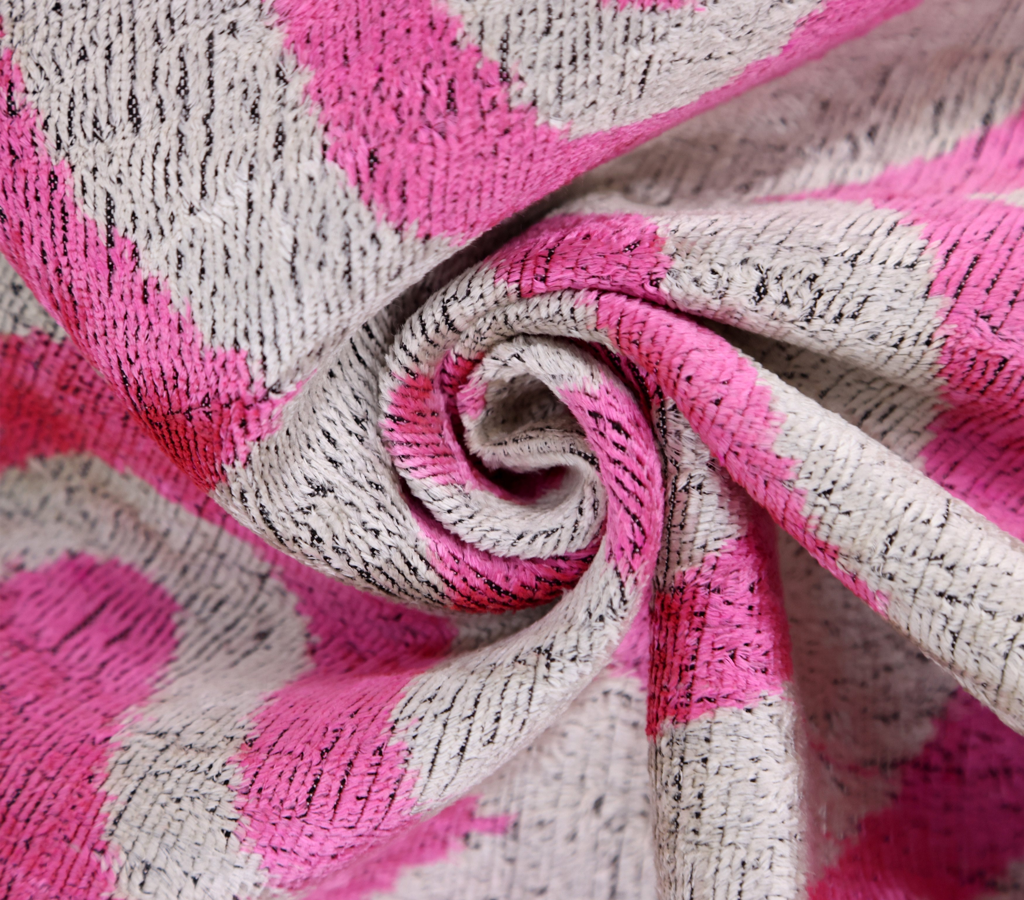 Handmade Pink Geometric Velvet Lumbar Pillow 16x24 – Luxury Silk Ikat Cushion