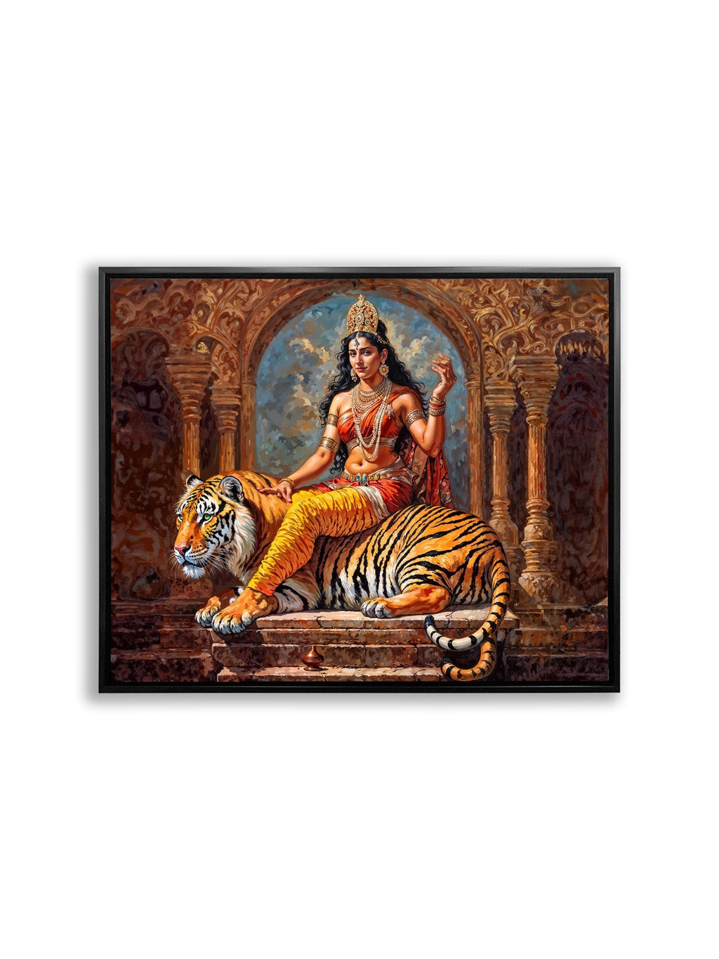 Parvati Canvas Wall Art-Indian Art-Spiritual Wall Art-4