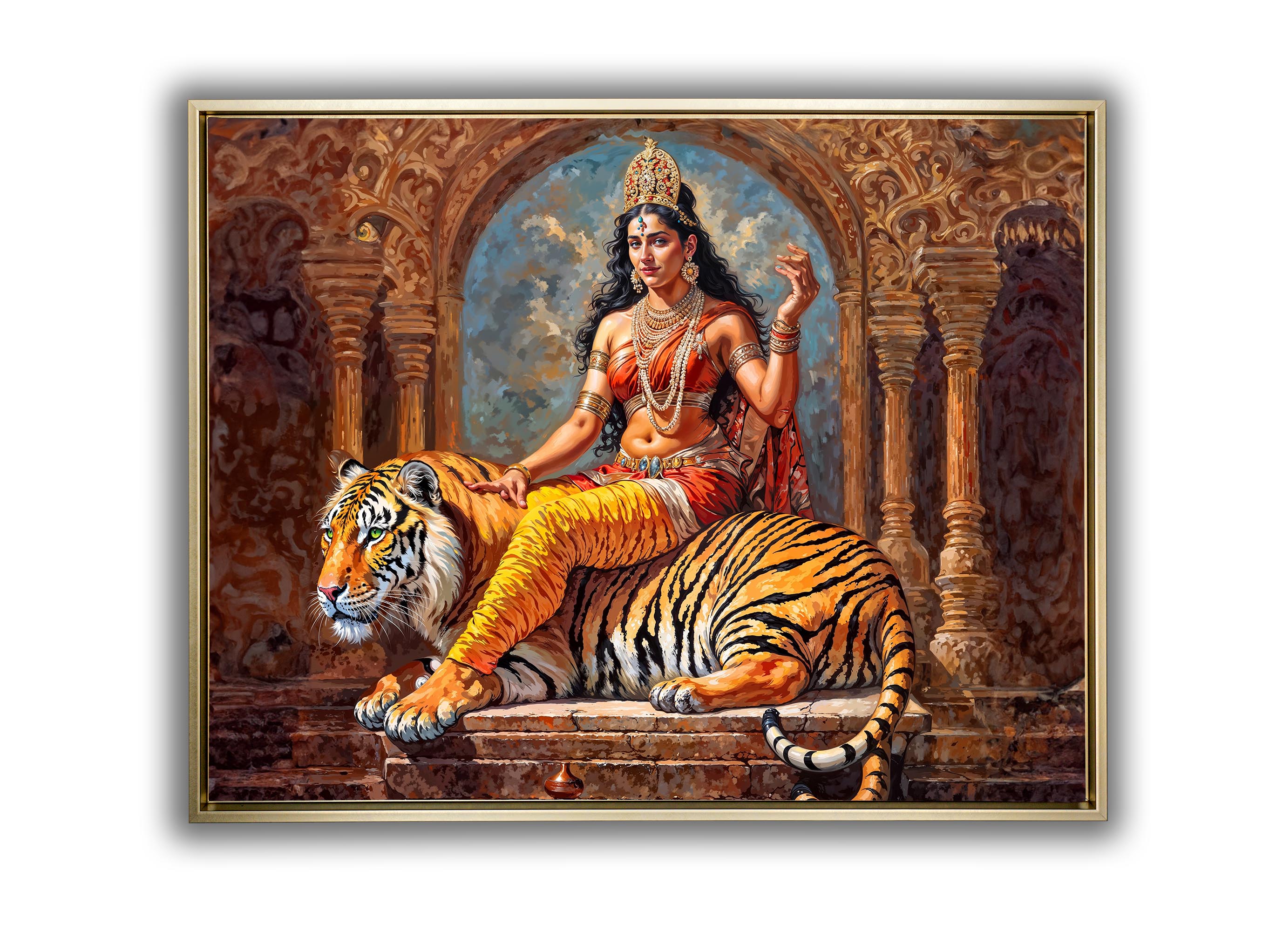 Parvati Canvas Wall Art-Indian Art-Spiritual Wall Art-6
