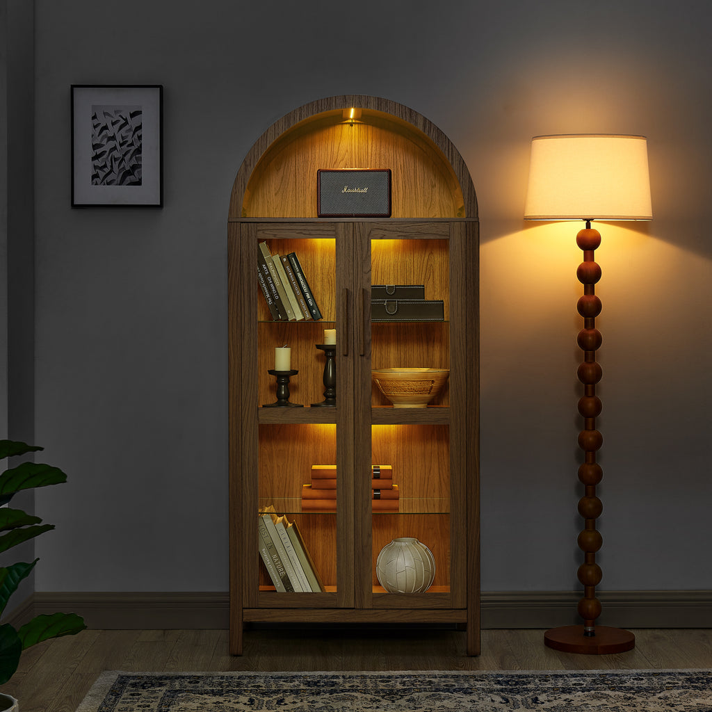 High Arched Storage Cabinet with a Lamp