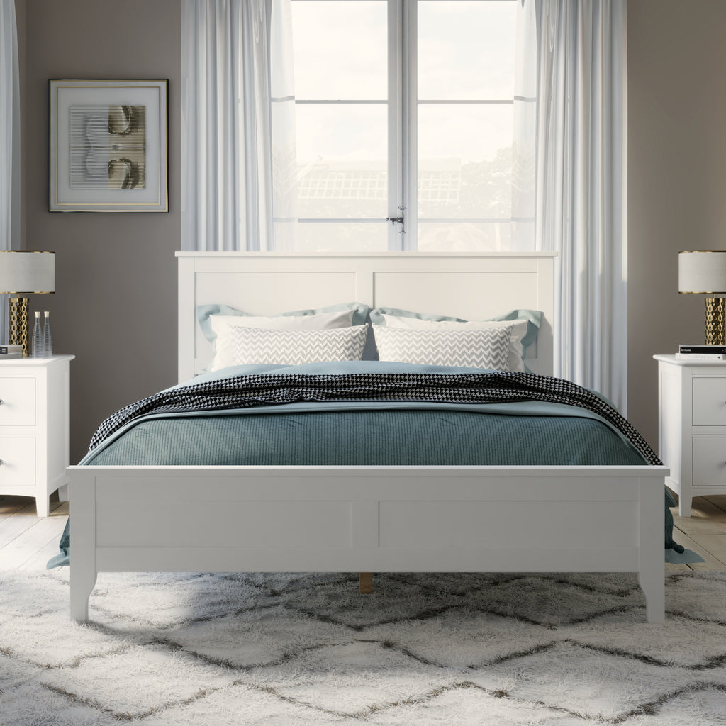 Modern Solid Wood Queen Size Platform Bed with Sturdy Wooden Slats Support,No Box Spring Needed, White(Old SKU:N701P301000K)