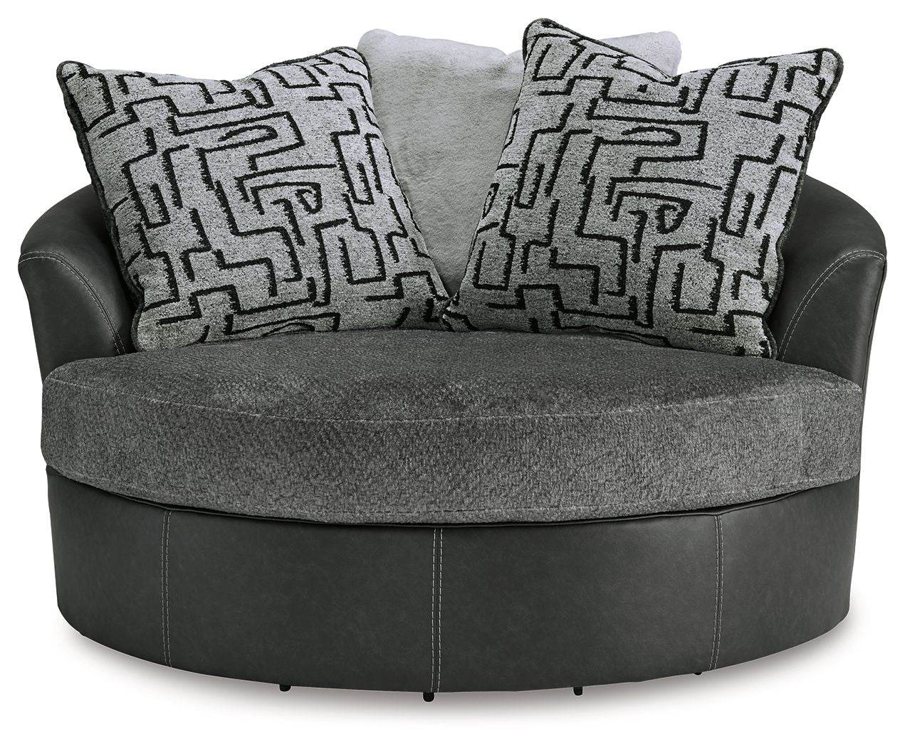 Brixley Pier - Oversized Swivel Accent Chair - Faux Leather / Fabric - Graphite-2