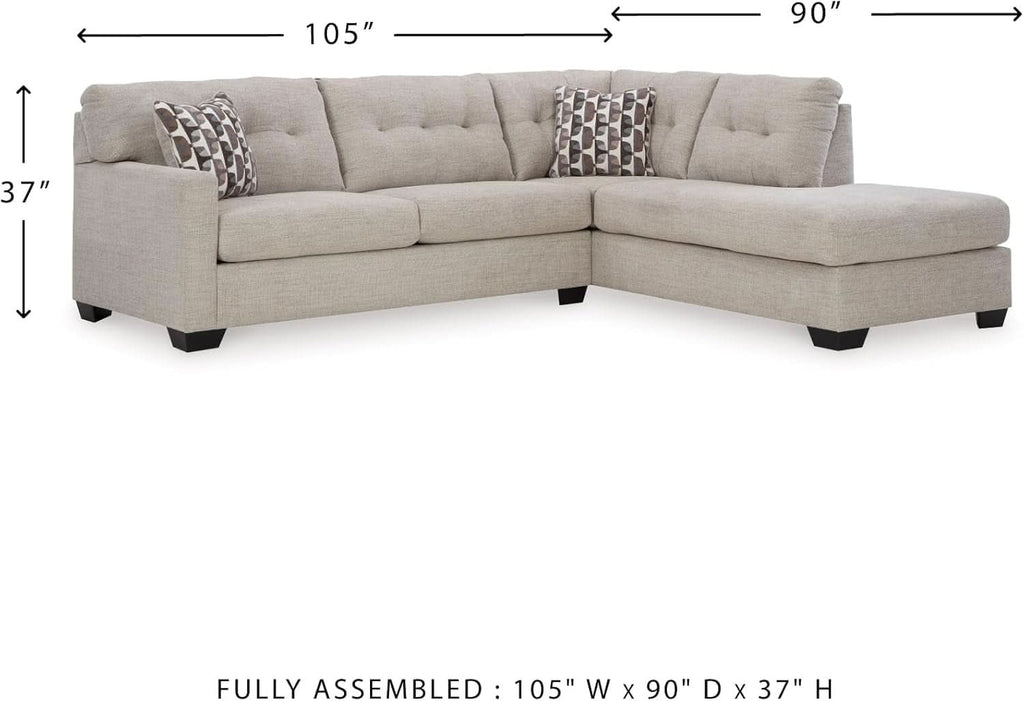 Beige Sleeper Sectional Featuring Chaise Memory Foam-2