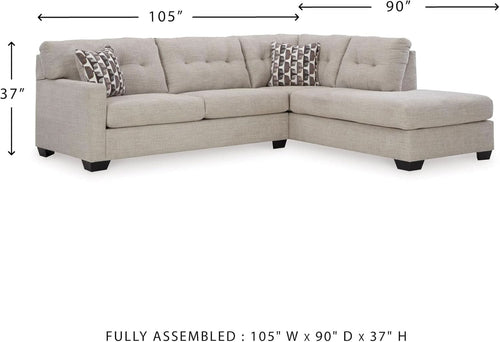 Beige Sleeper Sectional Featuring Chaise Memory Foam-2