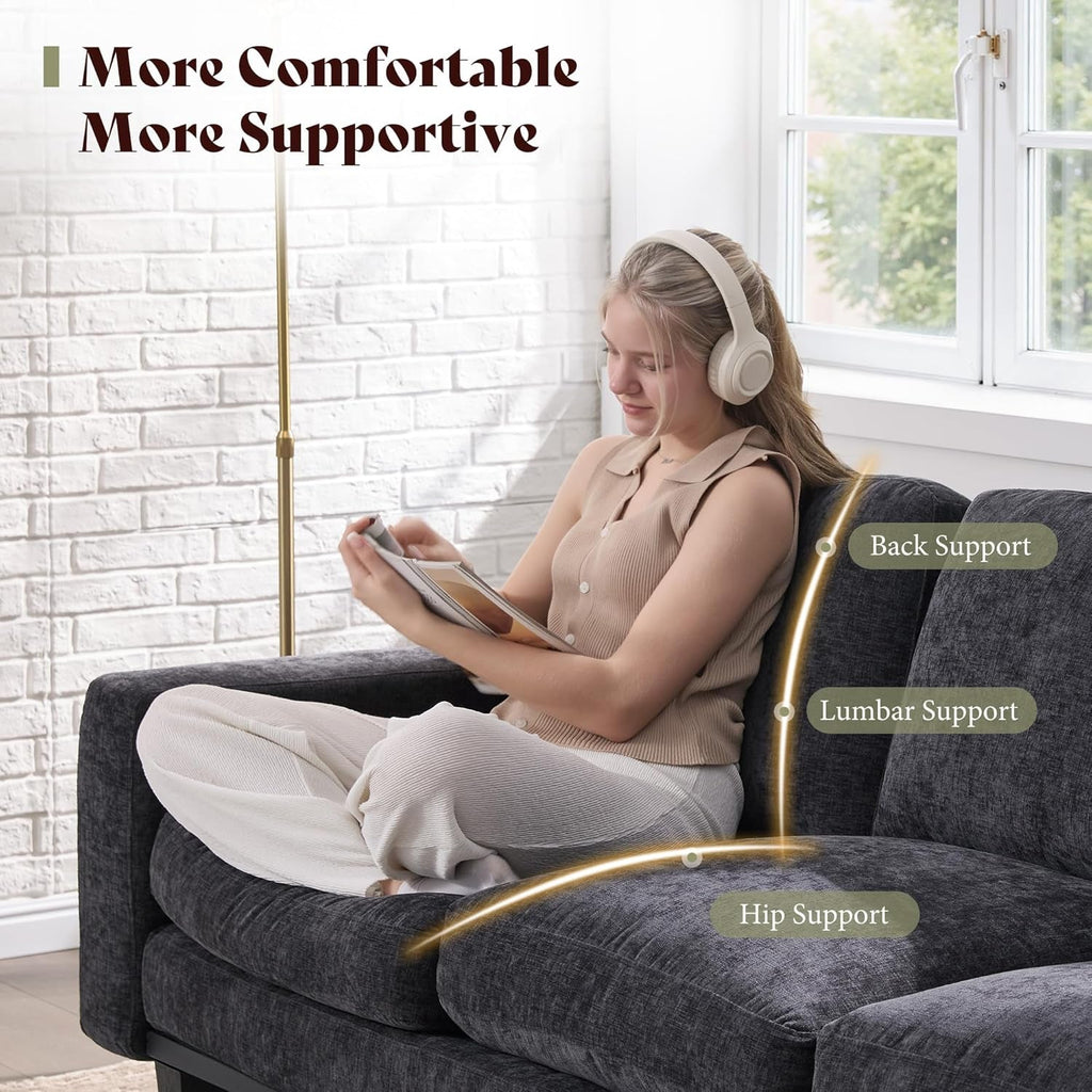 Grey Chenille 74.8 Inch Luxurious Contemporary Sofa-3