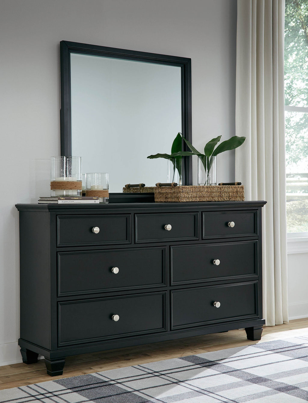 Lanolee - Dresser And Mirror - Black-2