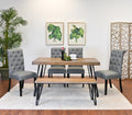 Ashford 6-Piece Dining Set, Hairpin Dining Table with 4 Chairs and Bench, 4 Color Options